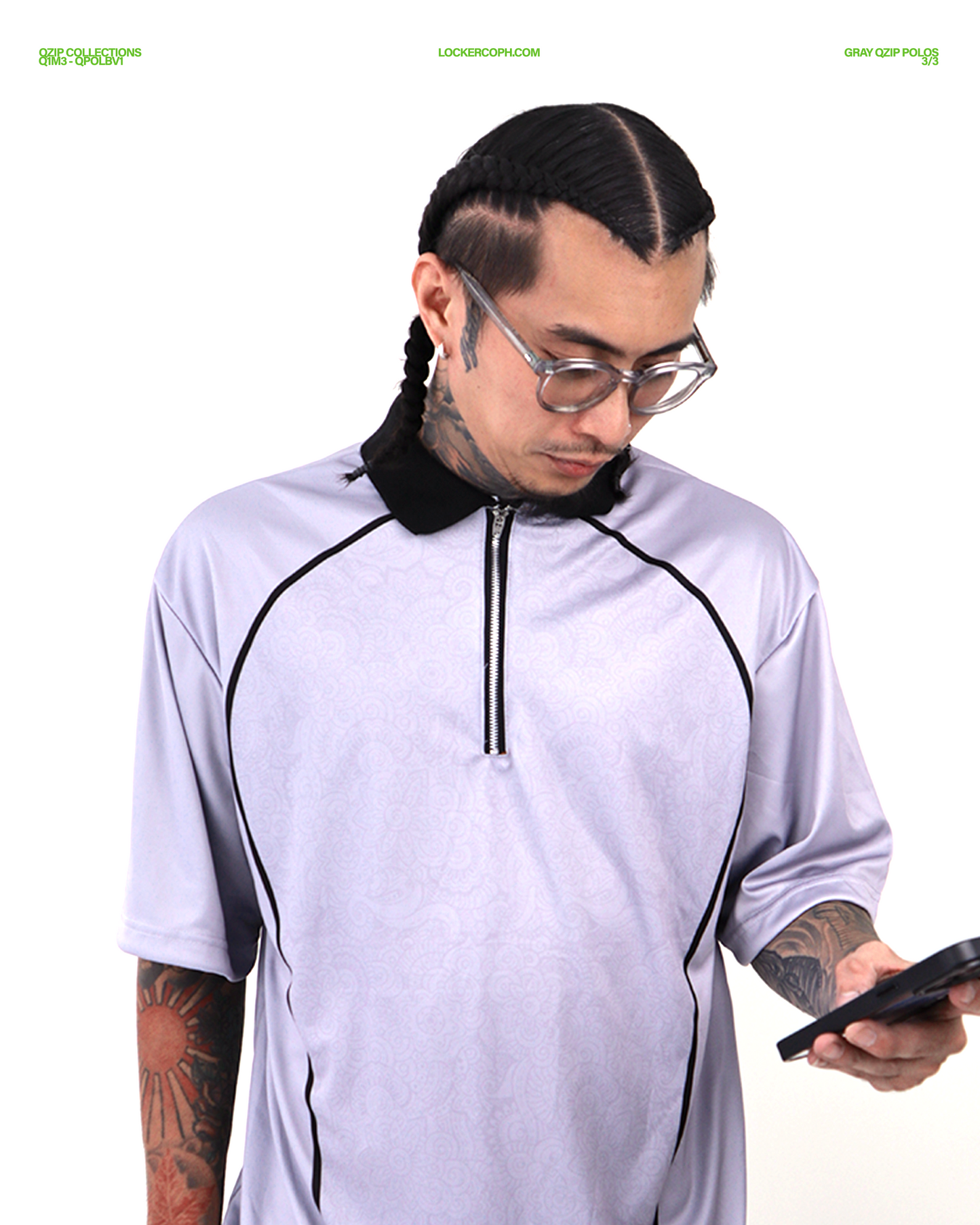 Gray QZip Polo
