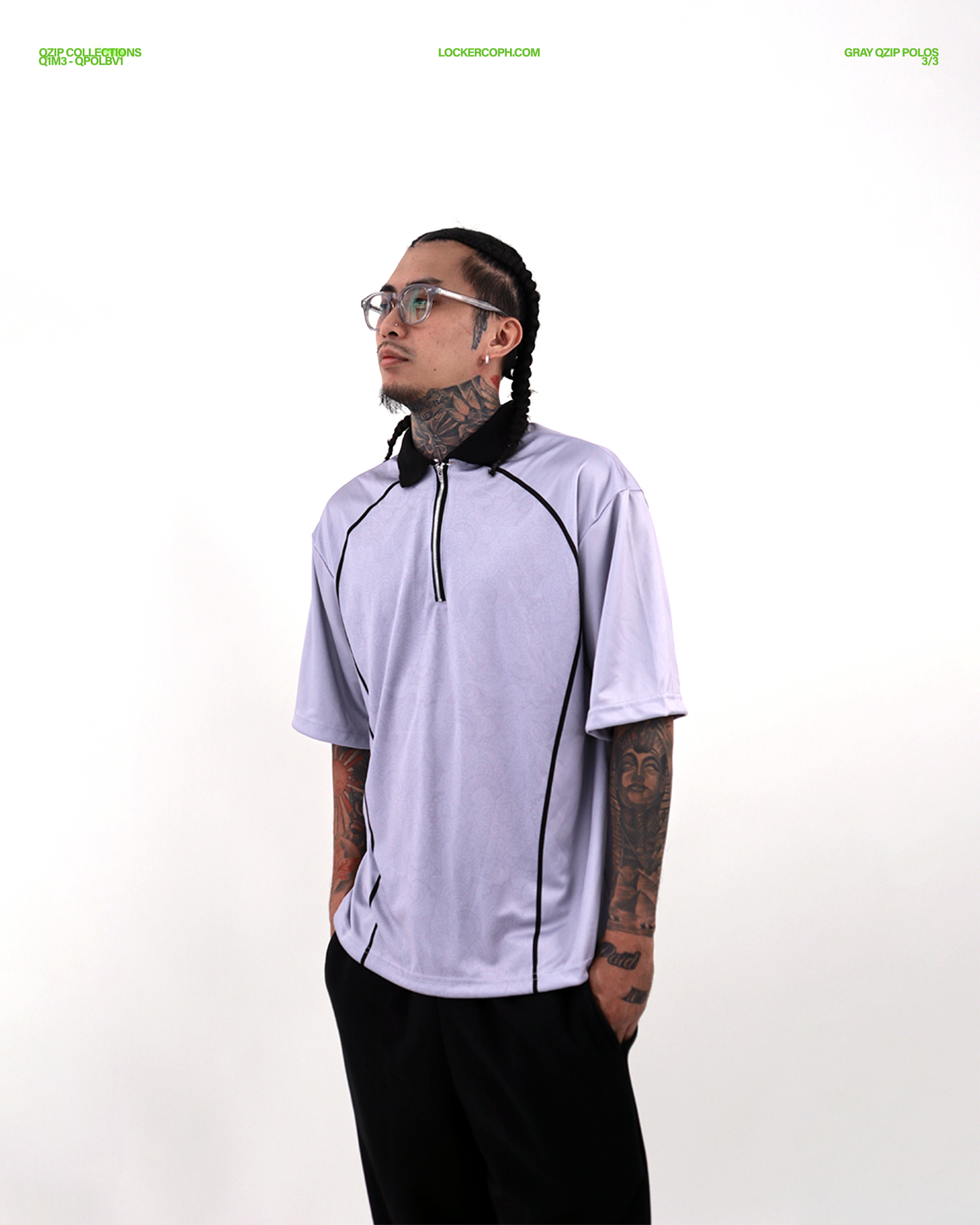 Gray QZip Polo