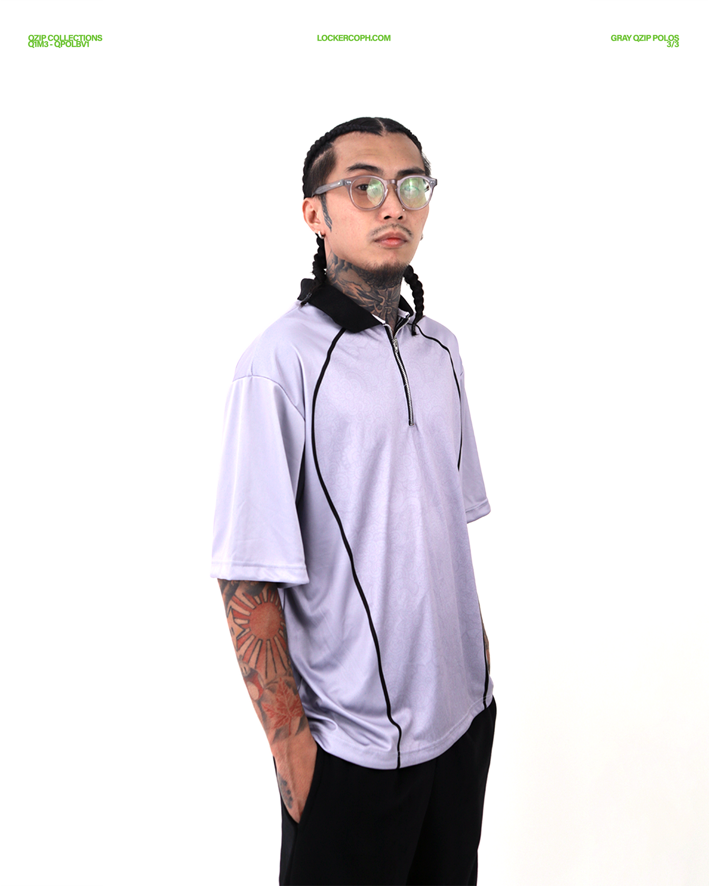 Gray QZip Polo