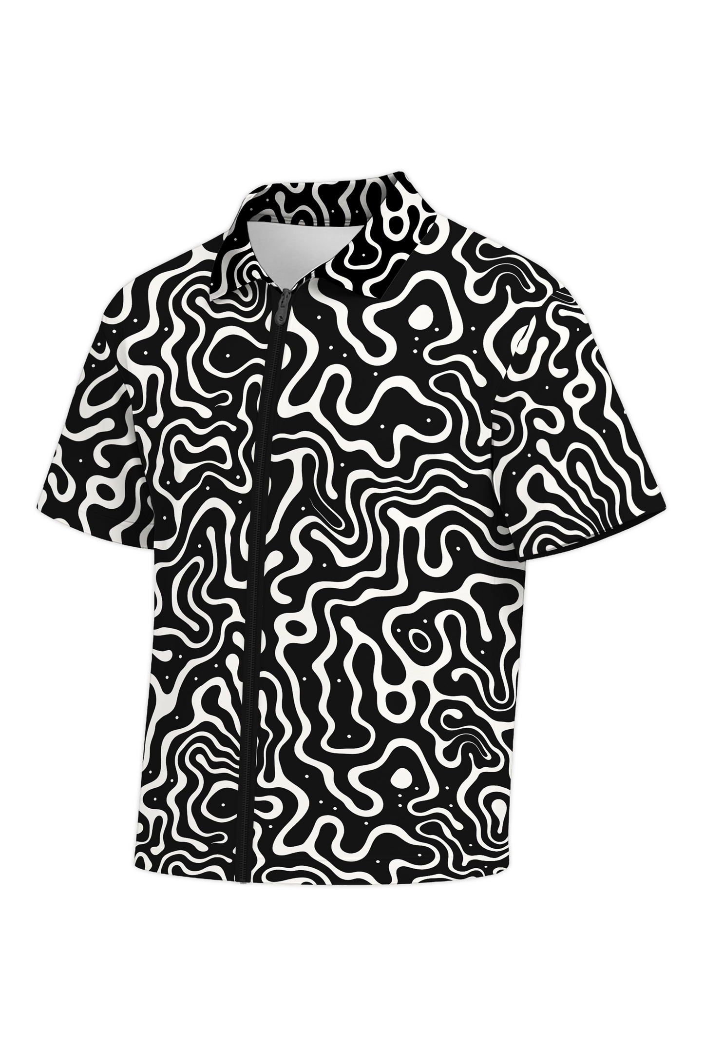 Swirls Full Zip Polo - Black